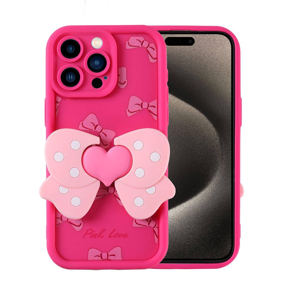 Zore Apple için uyumlu iPhone 15 Pro Kılıf Kamera Korumalı Figür Tasarımlı Zore Kapya Kapak Pembe Koyu