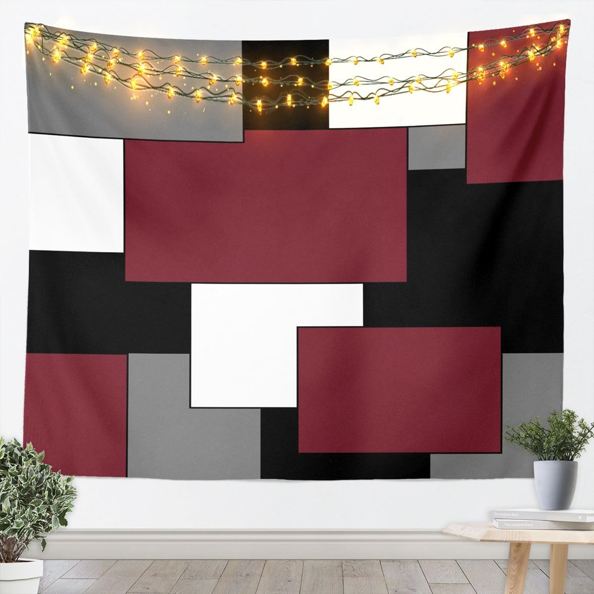 jejeloiu Blue Black Gray Stripe Tapestry Modern Art Wall Art Geometric Aesthetic Wall Hanging Blanket for Living Room Bedroom Home Decor Medium 59"x59" image 5