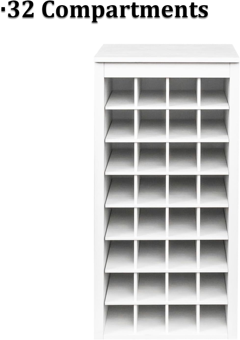 JOYSOURCE Wine Rack Freestanding Floor Stackable for Liquor 8-Tier 32 Bottle Dividers Rustic Rectangle Small Wine Rack Cabinet for Home, Kitchen, Living & Dining Room Farmhouse White