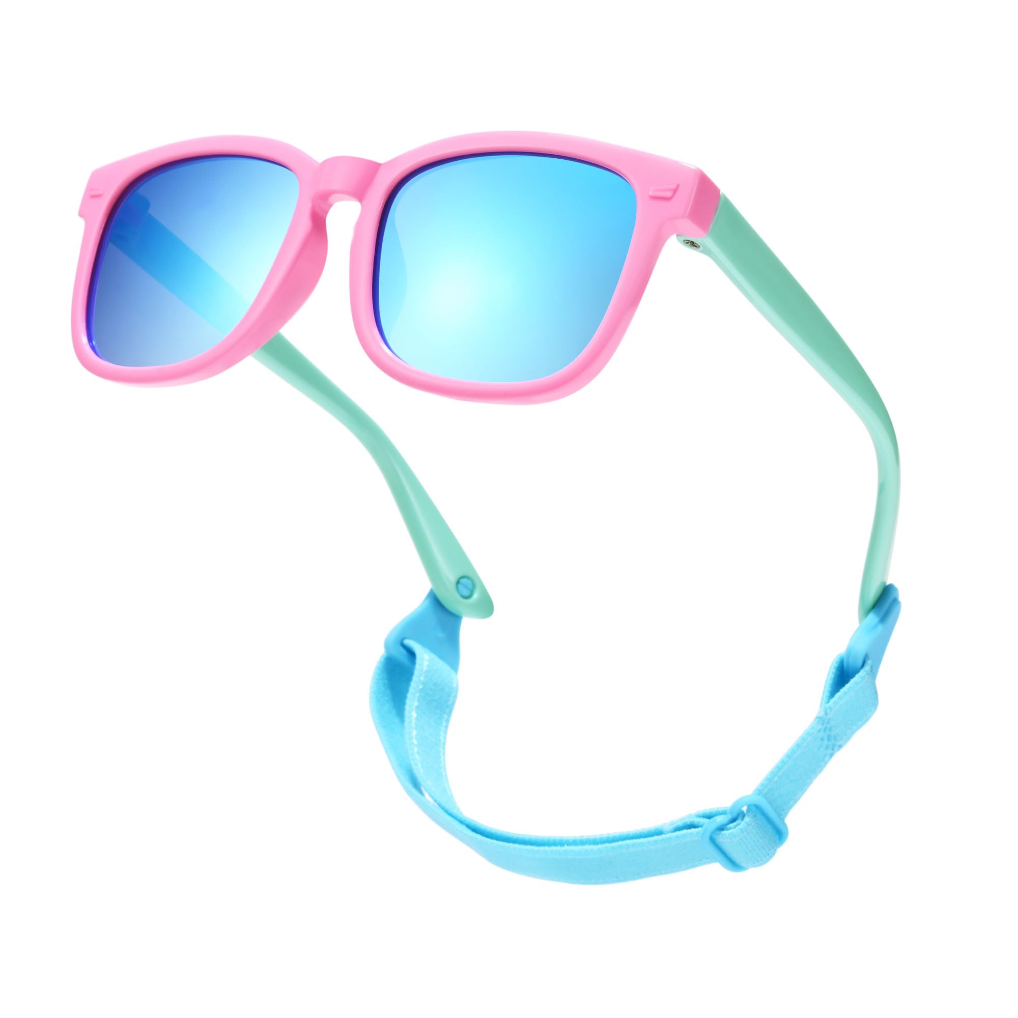 Polarized Baby Sunglasses with Strap UV400 Infant 0-24 Months | Adjustable Strap for Newborn Toddler Girls Boys, TPEE BPA-free Frame, UV400 Protection, Baby Beach Essentials