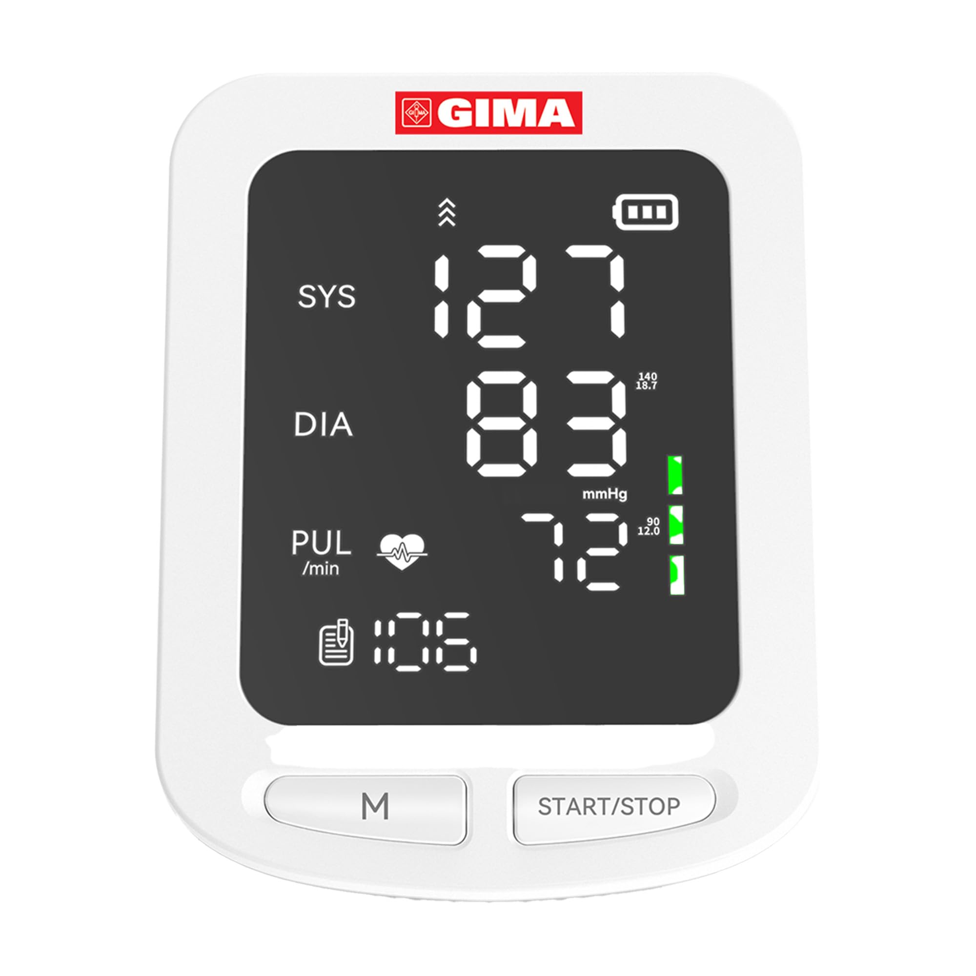 GIMA - automatyczny cyfrowy sfigmomanometr oscylometryczny Easycheck, z wyświetlaczem LED, dla dorosłych, minimalny i maksymalny pomiar ciśnienia tętniczego i tętna, 49880