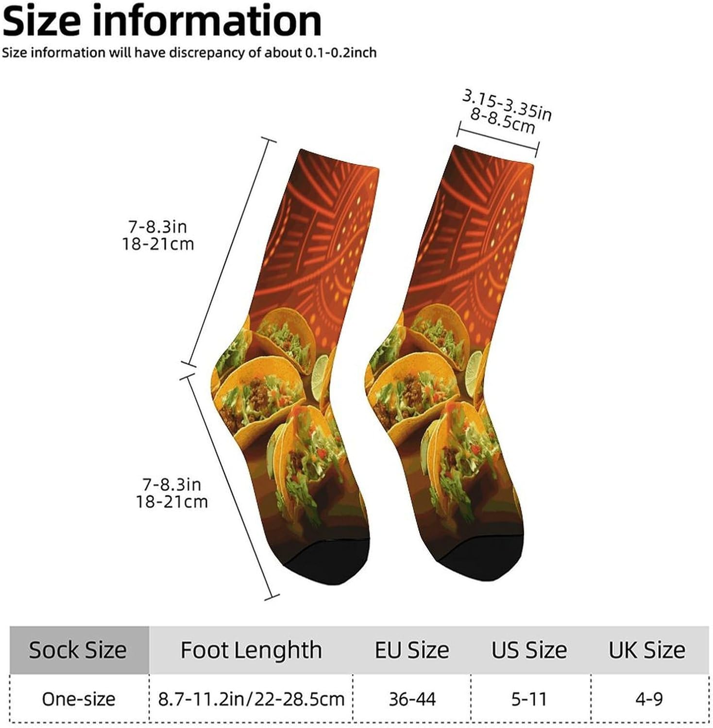 Food Pattern Funny Crew Sock High Stocking Grippy Socks | Socks for Men & Women,Stockings-Long Thin Tube Sports, Breathable Soft Athletic for Nurses,Travel