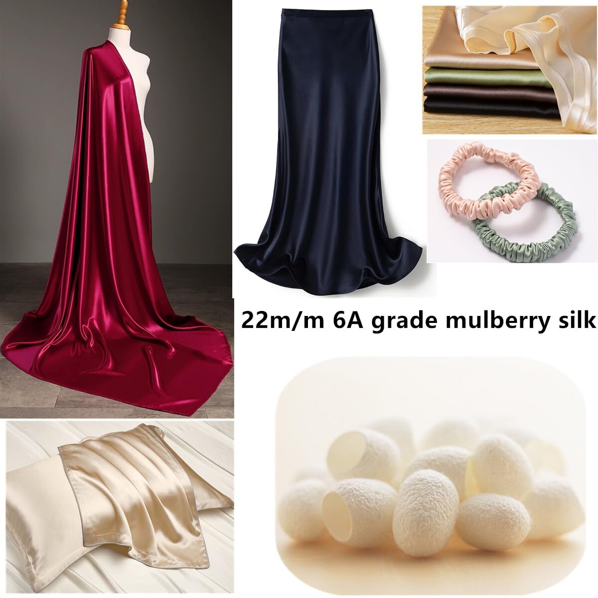 Amazon.com: Oavieh Blue 22 Momme 44''Width 100 Pure Silk