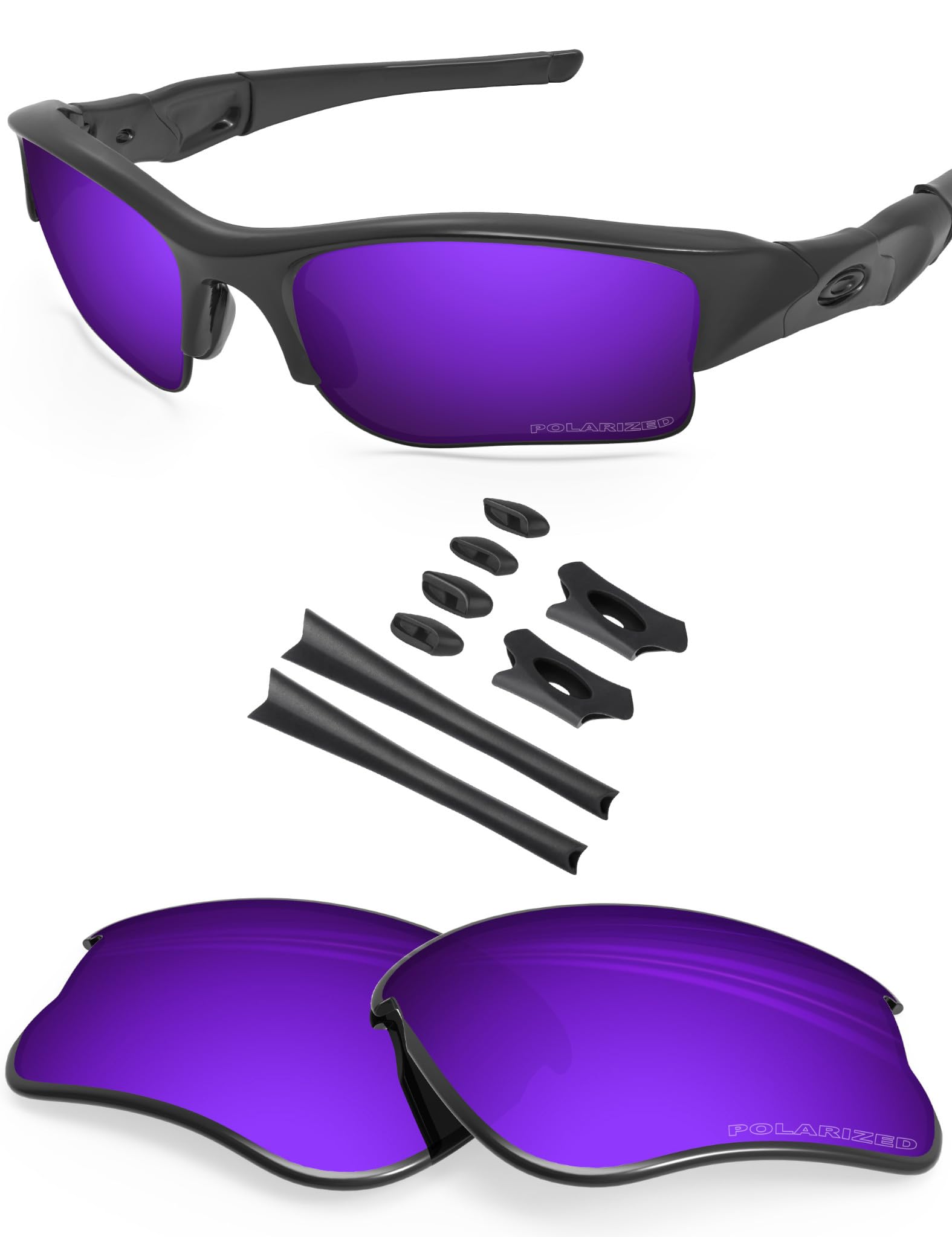 BlazerBuck Anti-salt Polarized Replacement Lenses & Sock Kit for Oakley Flak Jacket XLJ - Cosmic Purple
