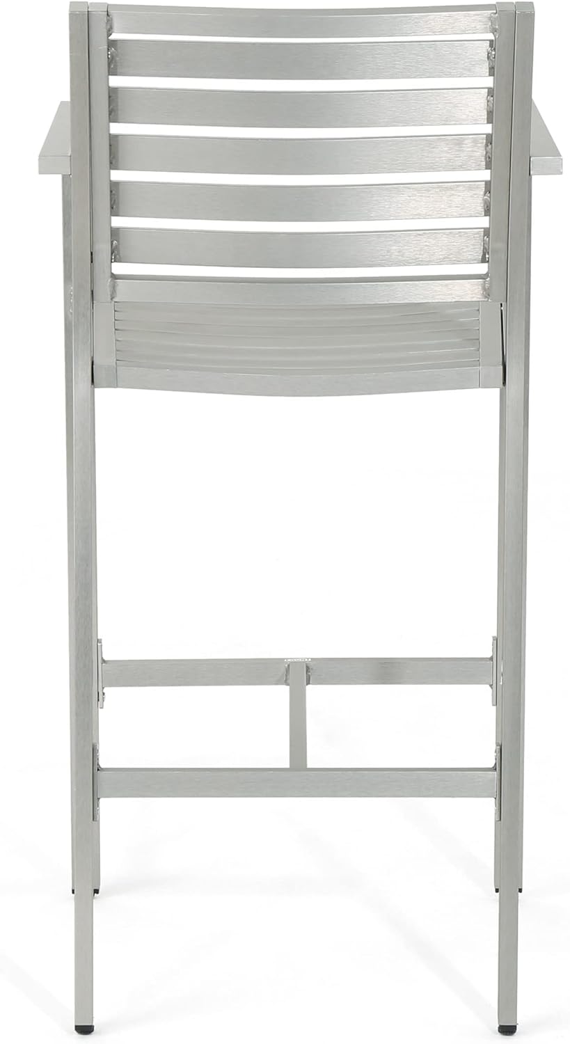 Christopher Knight Home Tammy Coral Outdoor Silver Rust-Proof Aluminum 29.50 Inch Barstools (Set of 4)