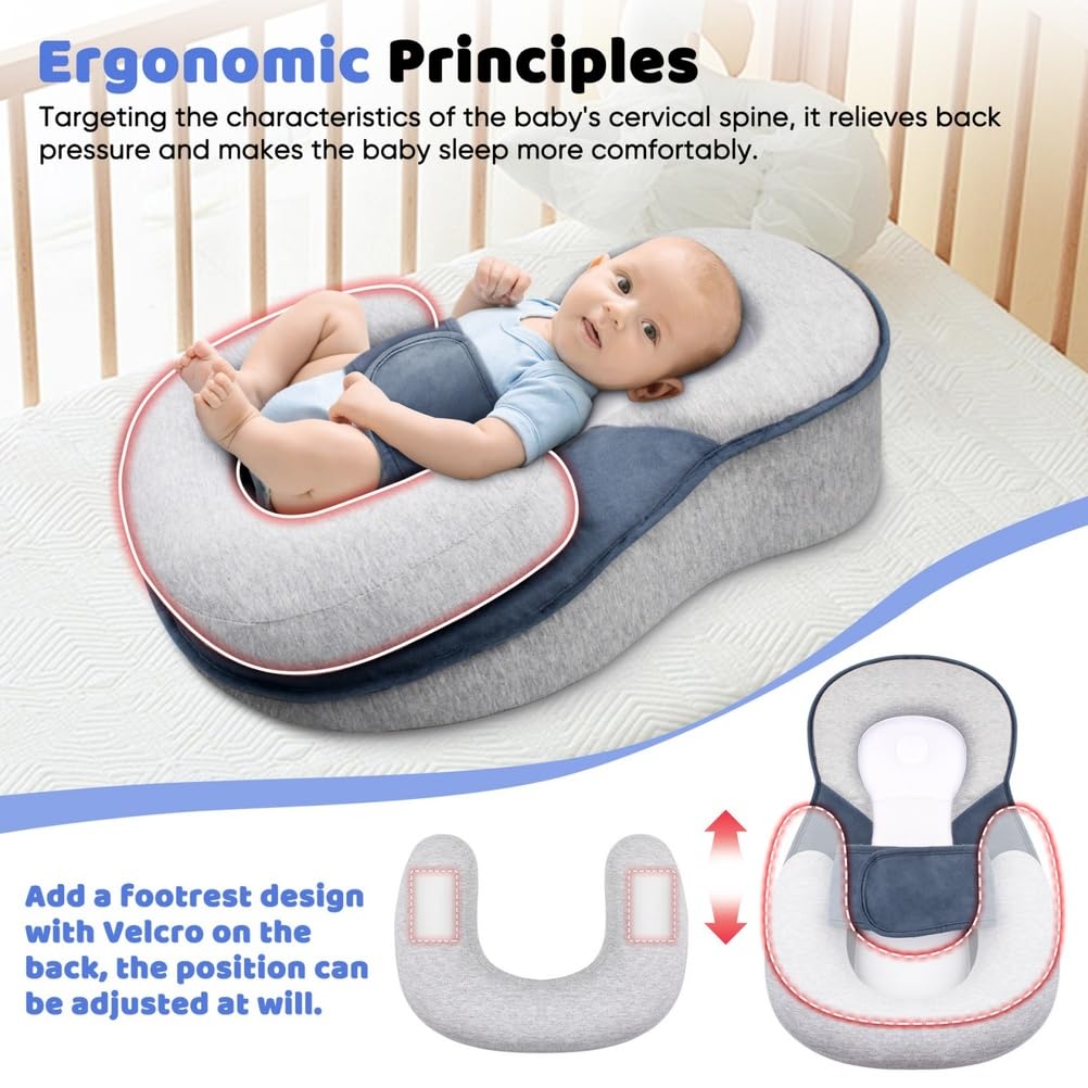 Cuscino per Allattamento per Neonato, Cuscino di Supporto per Neonato, Cuscino per Allattamento al Seno, antireflusso, Allattamento con biberon, Versione Grande (65 * 30 * 40 cm)