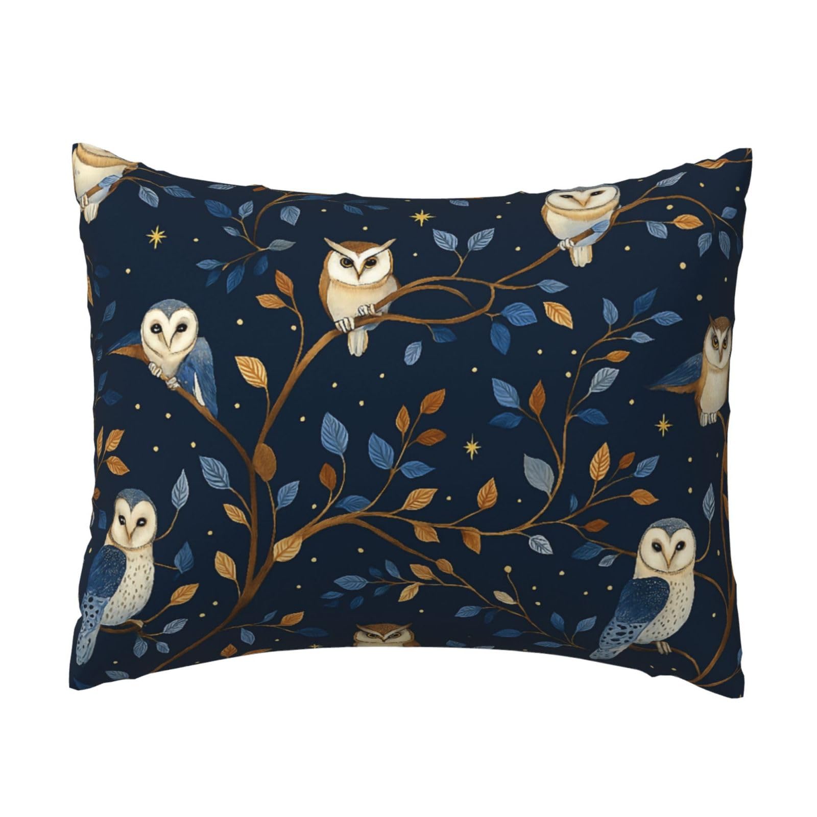 Owl and Leaf at Night Pillowcase Soft Plush with Zipper Decorative Pillowcovers 16x20 in