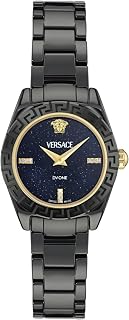 DV One Mini Women’s Watch, Swiss Made Luxury Designer Ceramic Bracelet Watch with Blue Stone Dial, 28mm Black Ceramic Case, Deployant Clasp, 3 ATM