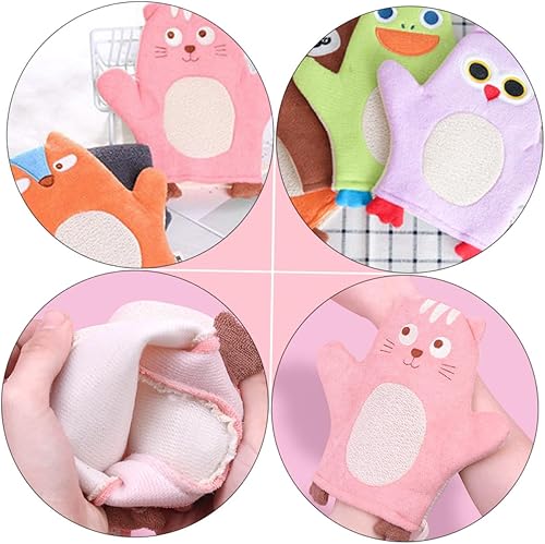 Miniatura 5 de 6Pcs Bath Mitts Washcloths Soft Body Cleaning Gloves with Cartoon Patterns for Gentle Scrubbers for Bath Enjoyment and Delicate Skin Care