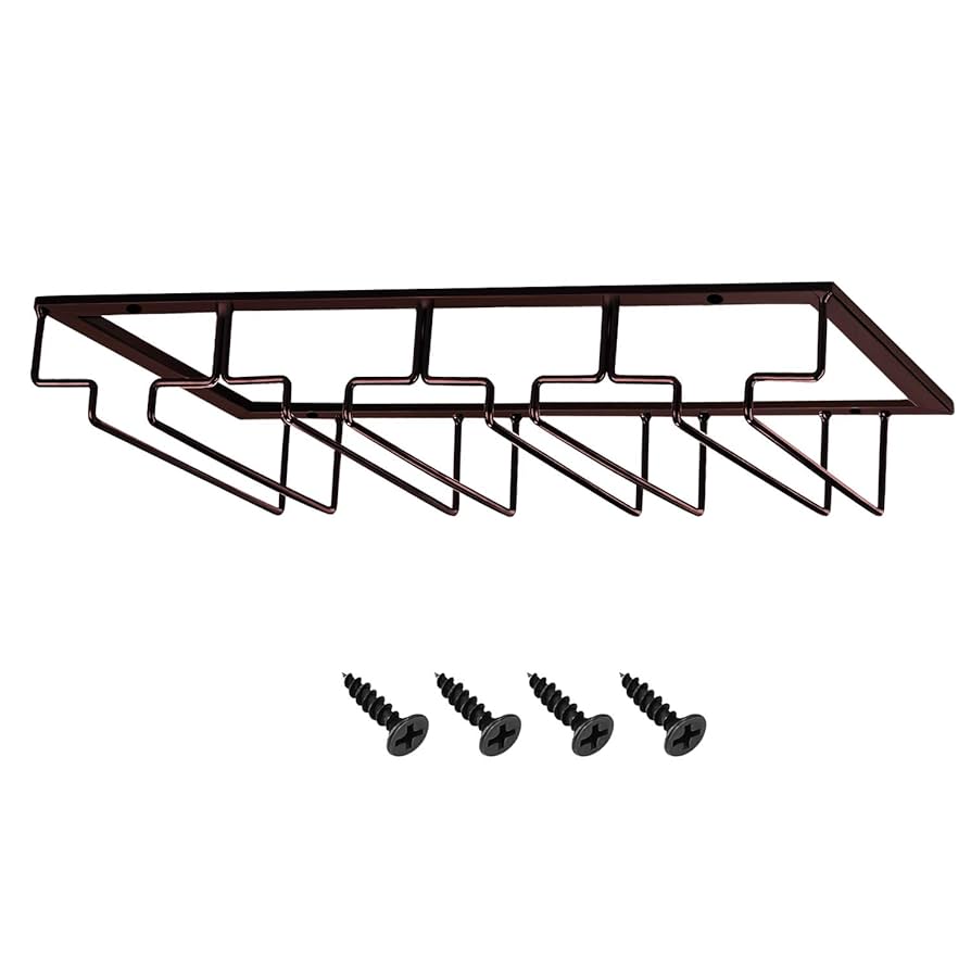 Warmiehomy Hanging Wine Glass Rack, Under Cabinet Stemware