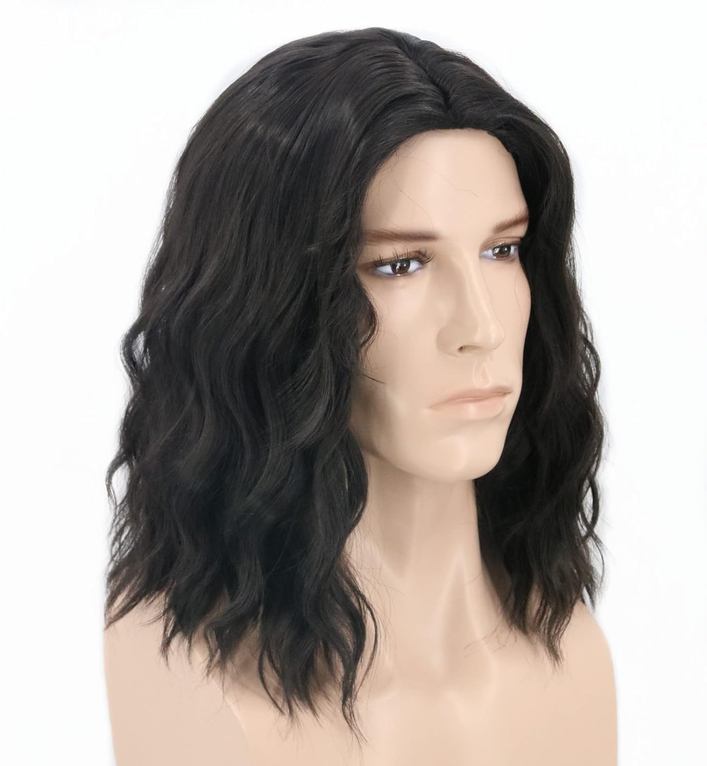 LeMarnia Black Short Curly Wig for Men Halloween Costume Party Wig, Black-1 - Image 2