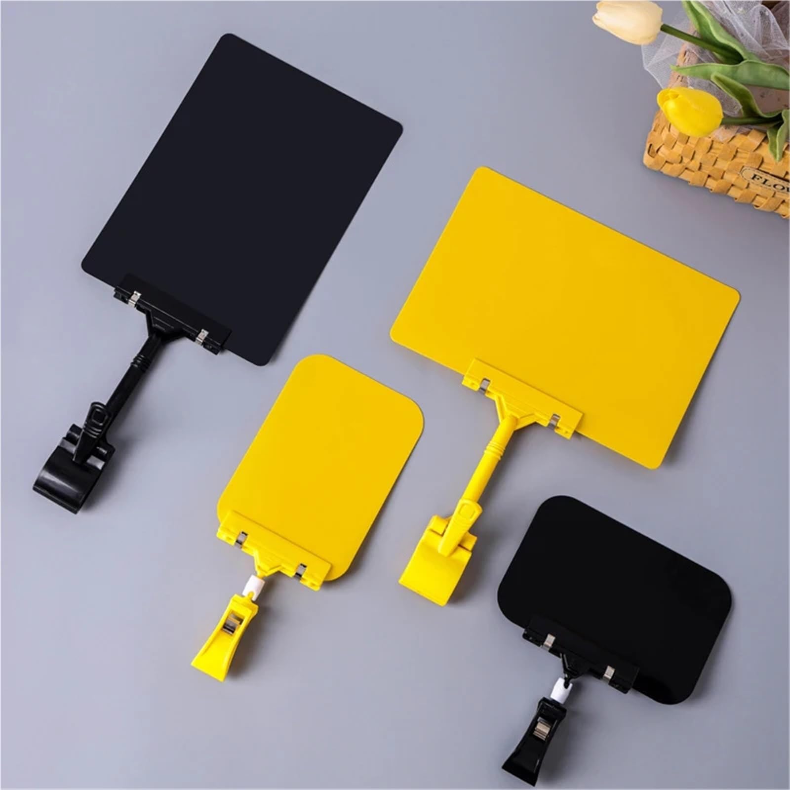 Porte-enseigne, Clips de signalisation 10 pièces, pinces d'affichage à Double tête for étiquettes prix, mémo fête fruits, marchandises supermarché, vente au détail(A6 yellow)