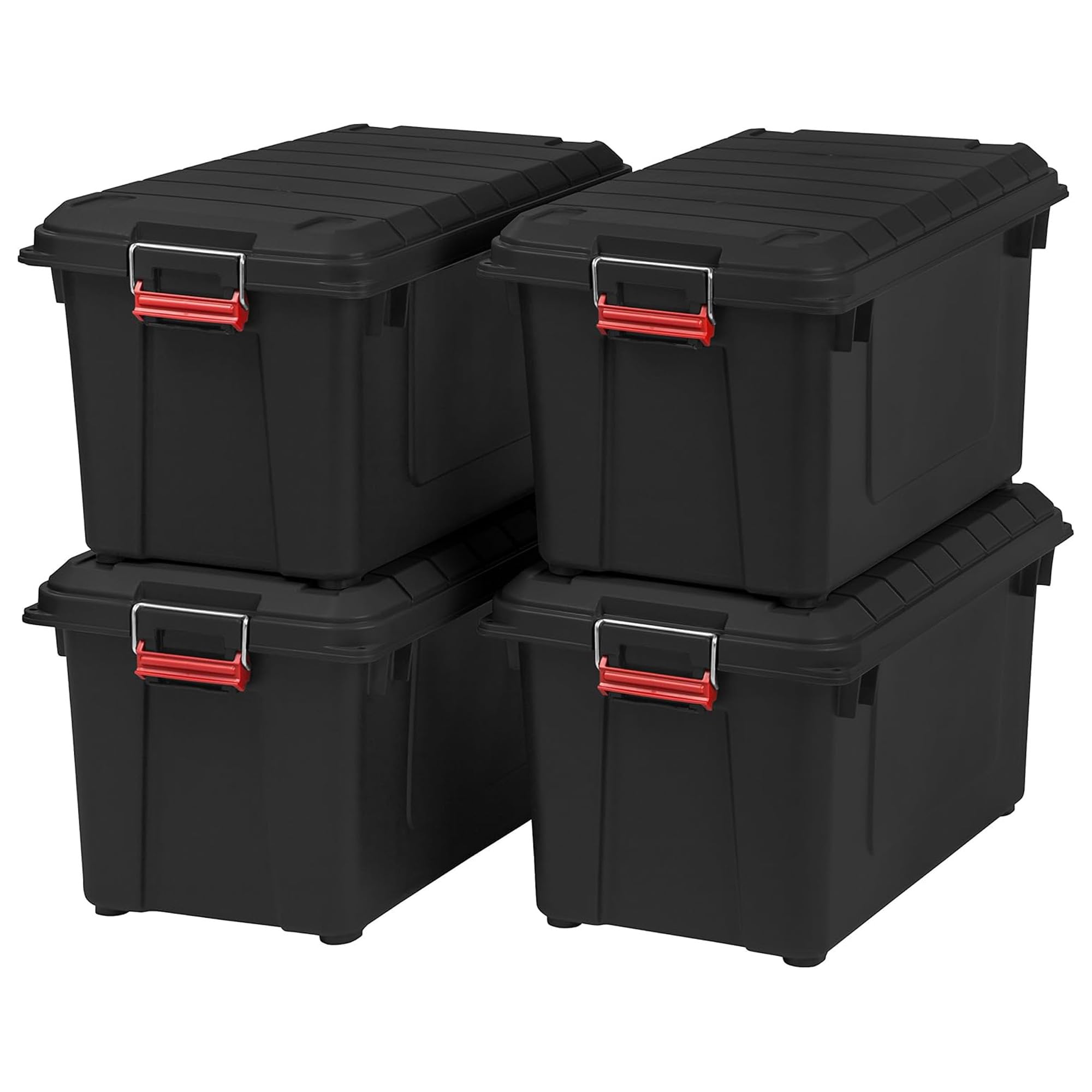 IRIS USA 21 Gal WeatherTight Storage Bins with Latching Lid, 4 Pack