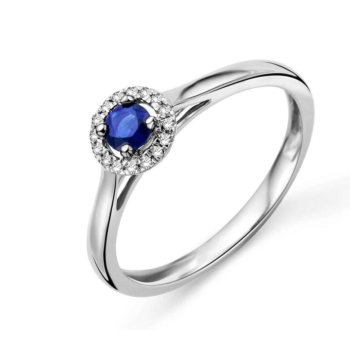 MIORE MP9070R Oro Blanco Zafiro Anillo de compromiso 9 KT (375) con brillantes 0.052 ct