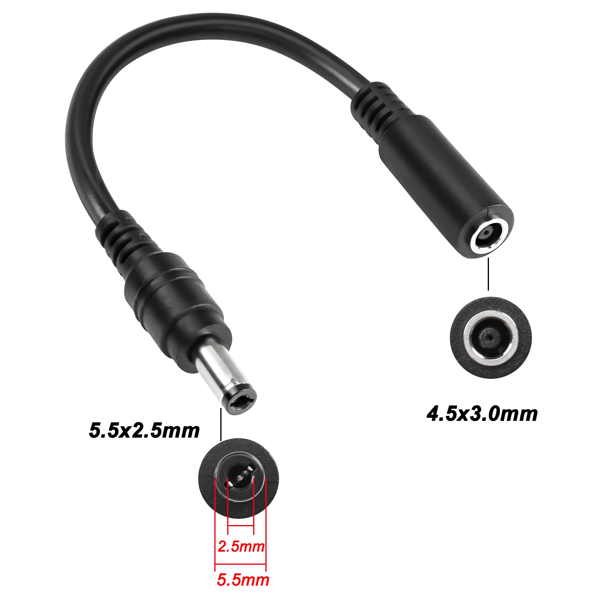 Adaptateur Convertisseur D'alimentation DC 5.5x2.1 Mm Femelle Vers 5.5x1.7 Mm Mâle - Pour Ordinateur Portable Et Appareils électroniques - 3