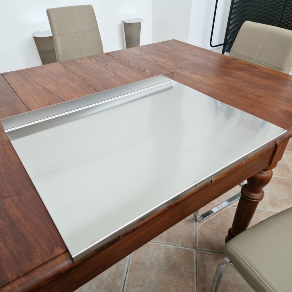 GIEMME | Spianatoia in Acciaio Inox AISI 304 52x80 cm - Piano di Lavoro Resistente e Igienico con Alzatina Posteriore e Tappetino Antiscivolo