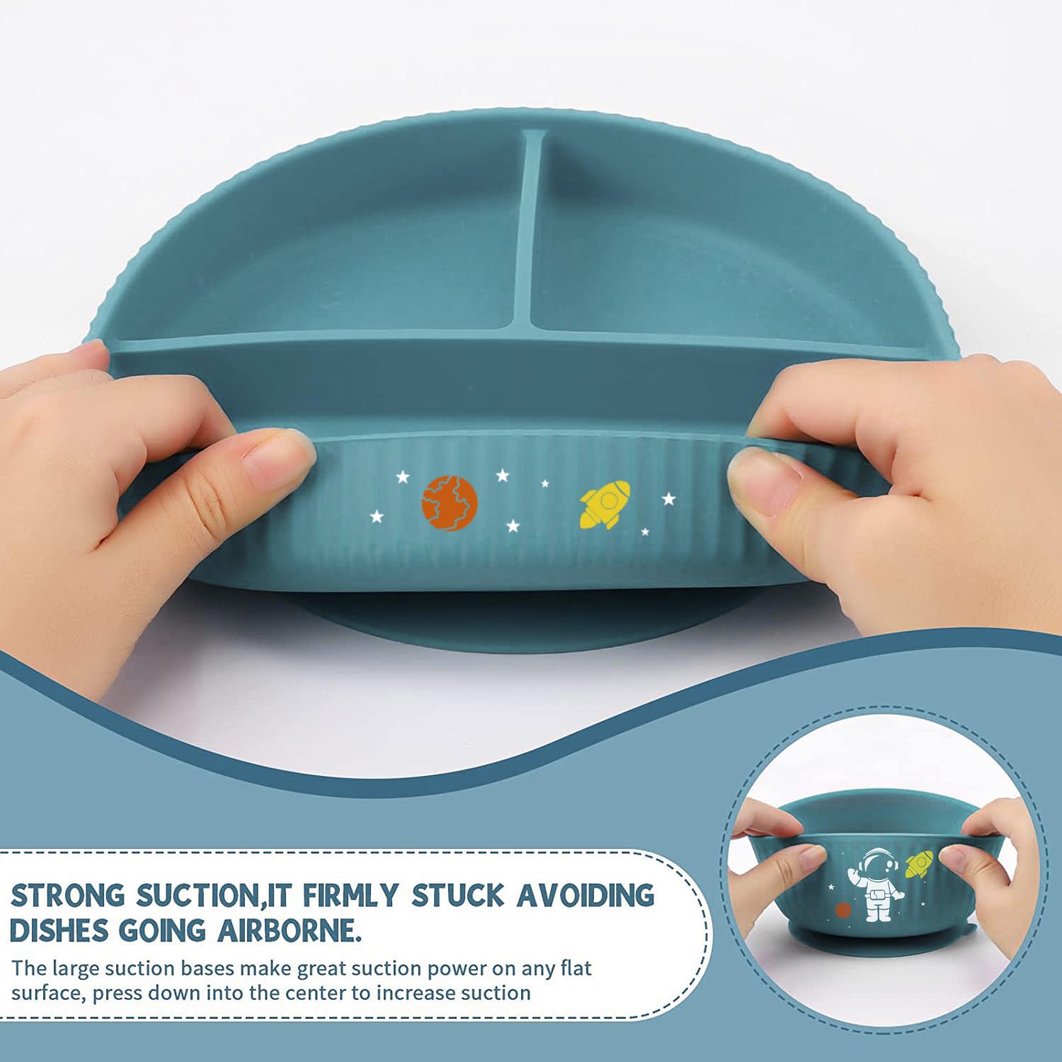 Baby Weaning Set including Pattern, Suction Bowls Sets, Silicone Baby Feeding Set - Image 3