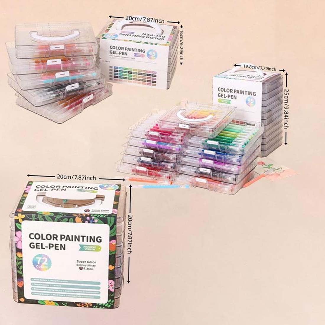45/72/99 Colors Gel Pen Set, Stylos Gel Paillettes, Stylo Gels Métallique, Stylo à Encre Métallisé, Stylos Paillettes Pour peinture,d'écriture et livres de coloriage adultes (72Color)