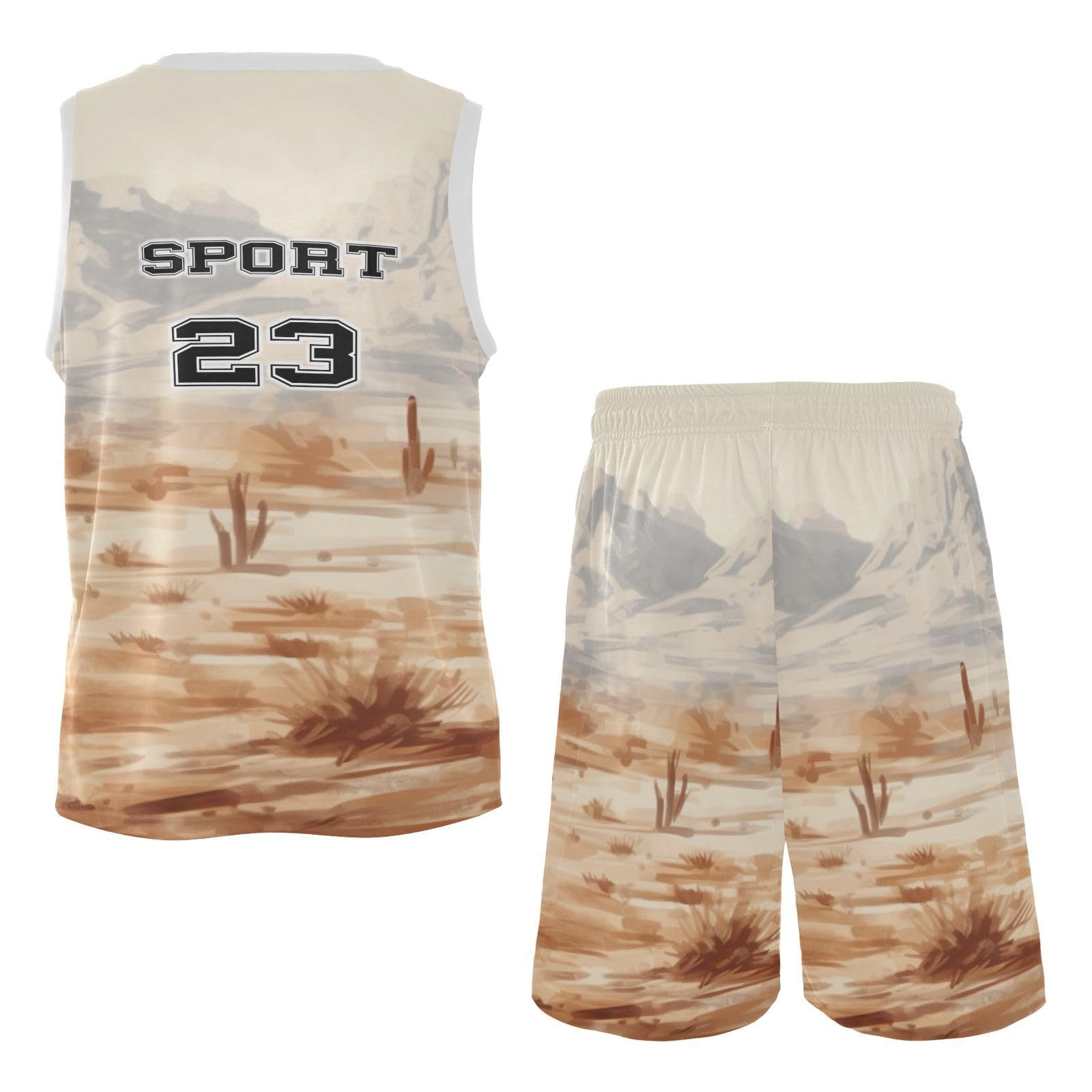 FLildon Western Desert Cowboy Boys Basketball Jersey Set Tank Top Shorts Tracksuit Sport Training Suit for Kids, XXL