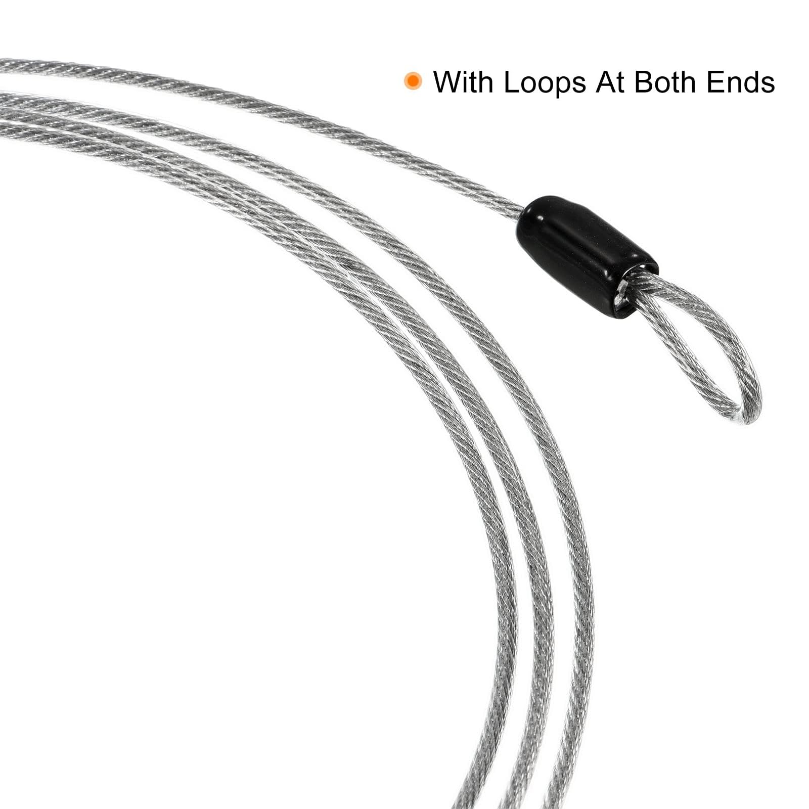 TA-VIGOR 3Pcs Security Steel Cable, 2.5mm x 1m / 3.28ft Coated Safety Wire Rope with Double Loop - Image 4