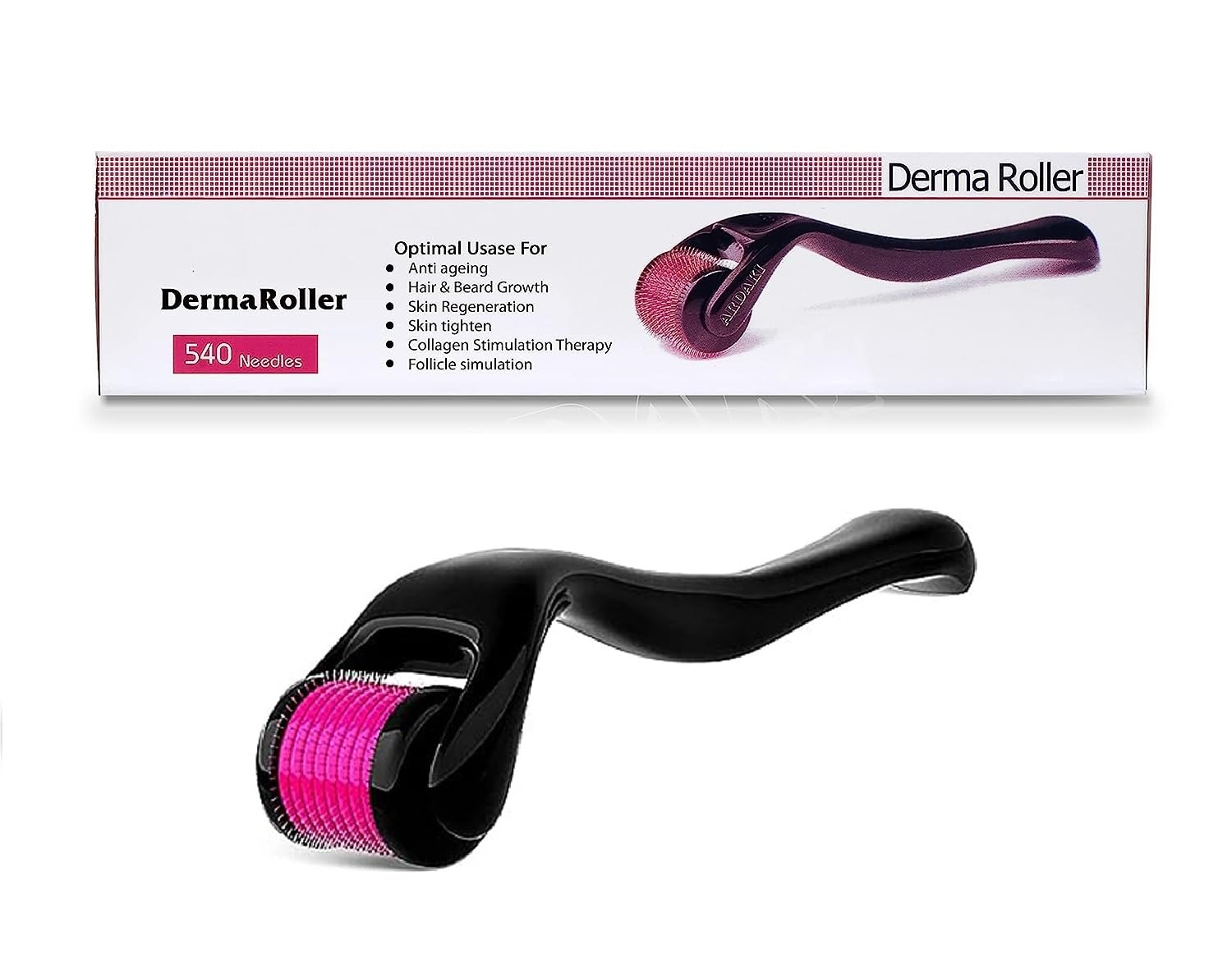ELIIOUS Derma Roller with 540 Titanium Alloy Micro Needles | Hair And Beard Regrowth | Reduces Hair Fall & Stimulates Hair Follicles | Easy to use | Safe & Effective | Skin Care Men and Women