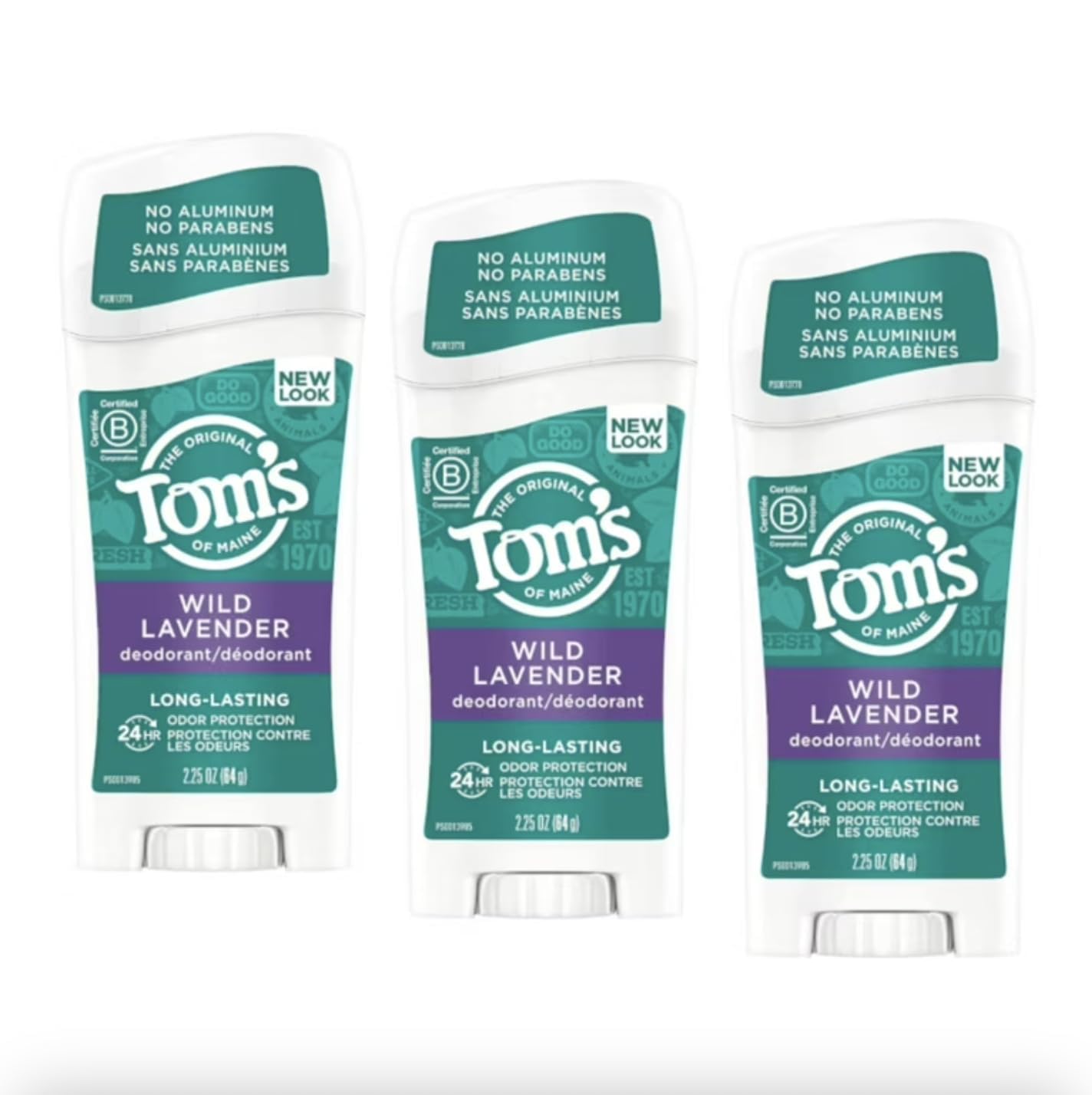 Tom's of Maine Long-Lasting Aluminum-Free Natural Deodorant for Women, Wild Lavender, 2.25 oz. 3-Pack