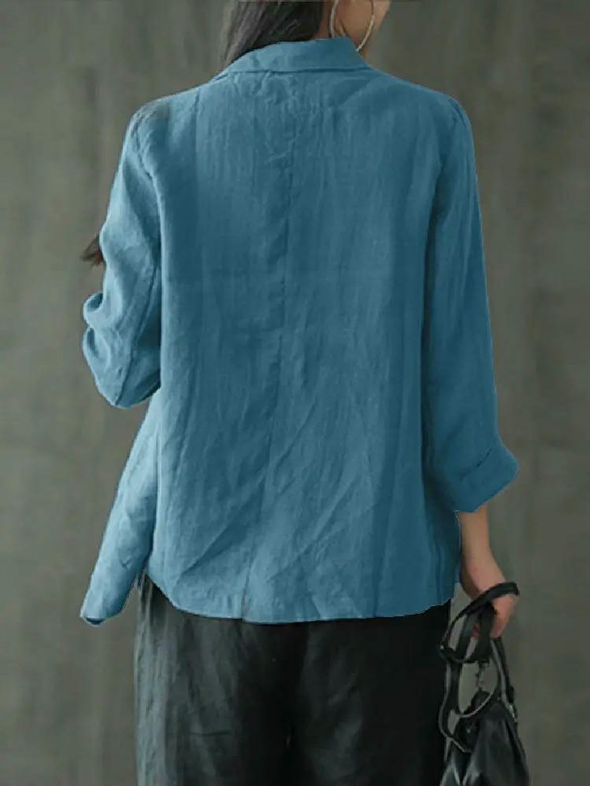 Strickjacke Damen Frauen Langen Hals Langarm Blazer Herbst Lässige Baumwolle Blazer Elegante Strickjacke Dünne Schichten Arbeit Anzüge-schwarz Blumen-m
