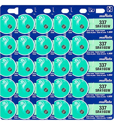 Image of Murata 337 Battery SR416SW 1.55V Silver Oxide Watch Button Cell (25 Batteries)