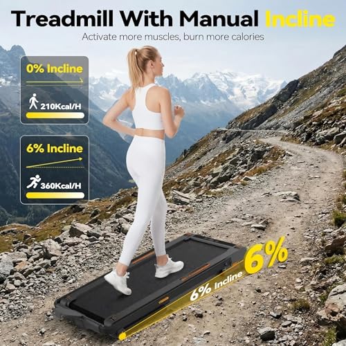 Image of Freepi Walking Pad with 6% Manual Incline,4 in 1 Under Desk Vibration Treadmill for Home,Treadmill with Handle Bar Foldable