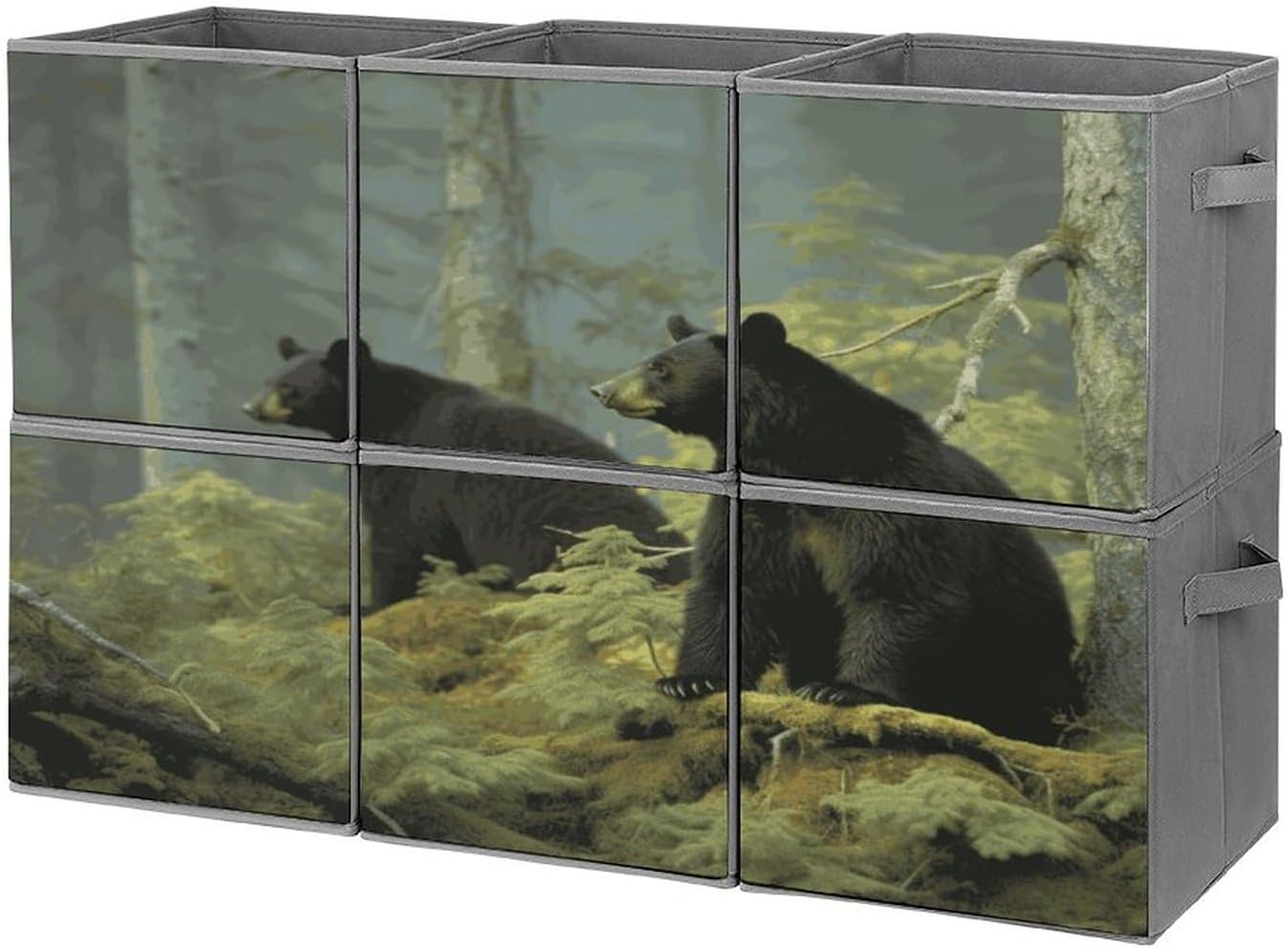 Multi Use Organizer Bins, Black Bears Printed Storage Bins, Foldable Storage Baskets Are Suitable For Bedrooms, Offices, And Cars