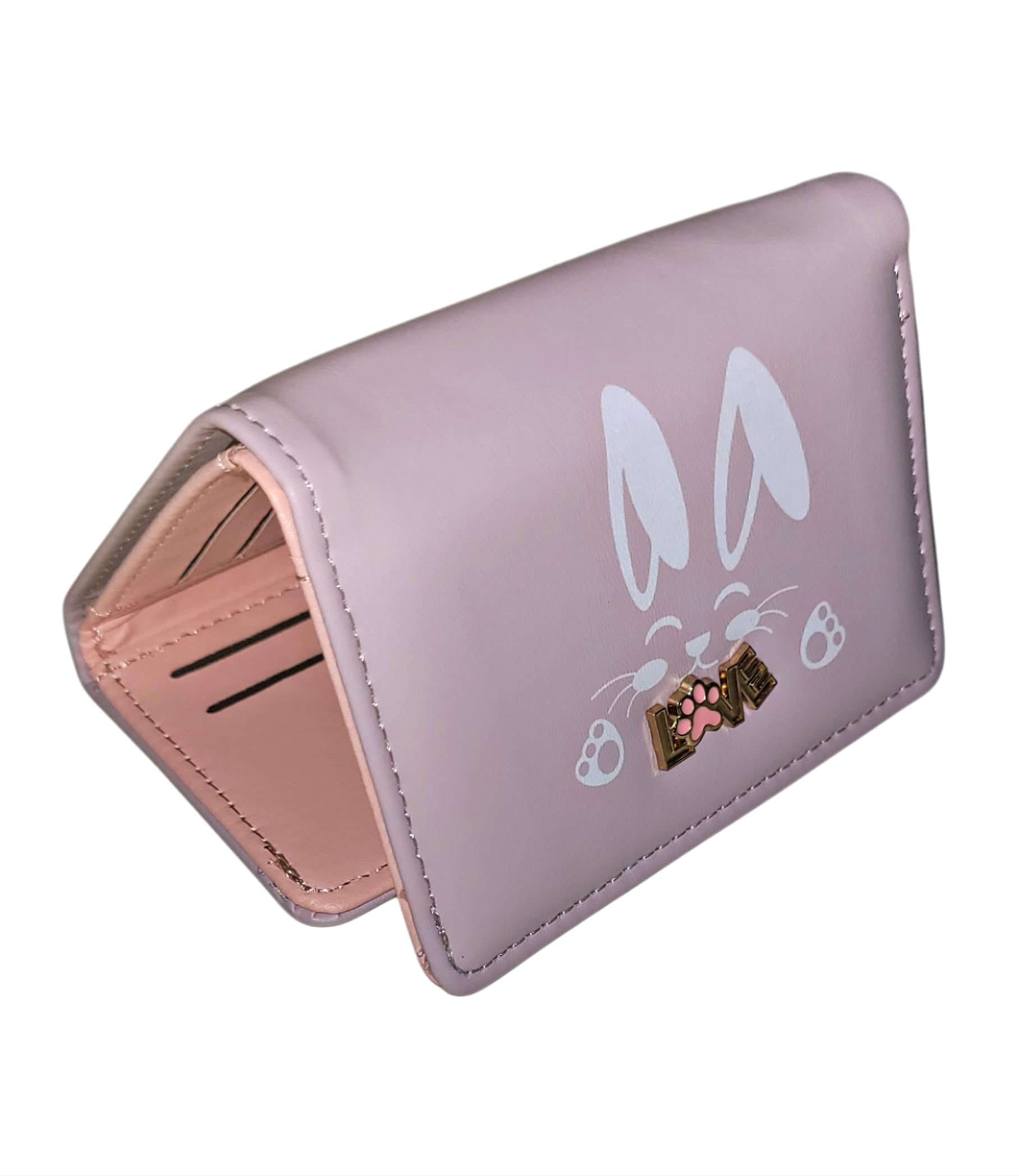 Cute Bear Print Trifold Wallet for Women, 10.4x7.8 cm, Light Pink-image-19