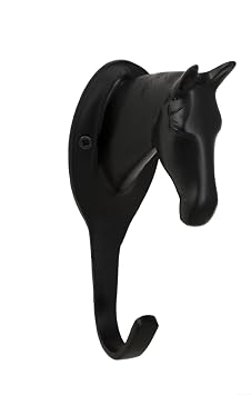 Brass Horse Head Hanger Black