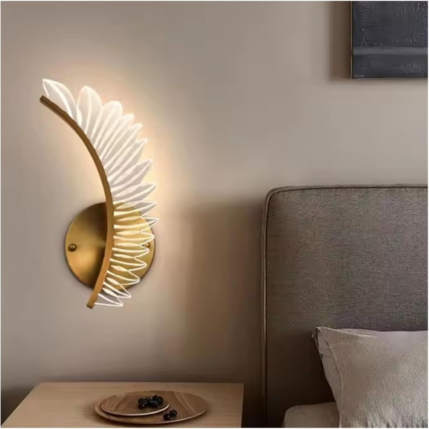 Nordic Modern Art Bedside Feather Wall Lamp Light Luxury Living Room Aisle Model Room Background Wall Decoration Wall Lamp Lamp,Hallway Stairs