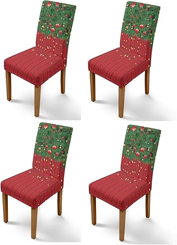 Vista 40 de Rnyleeg Juego de 6 fundas protectoras para sillas de comedor de Navidad, sin brazos, diseño de árbol de Navidad, para sala de estar, diseño de árbol