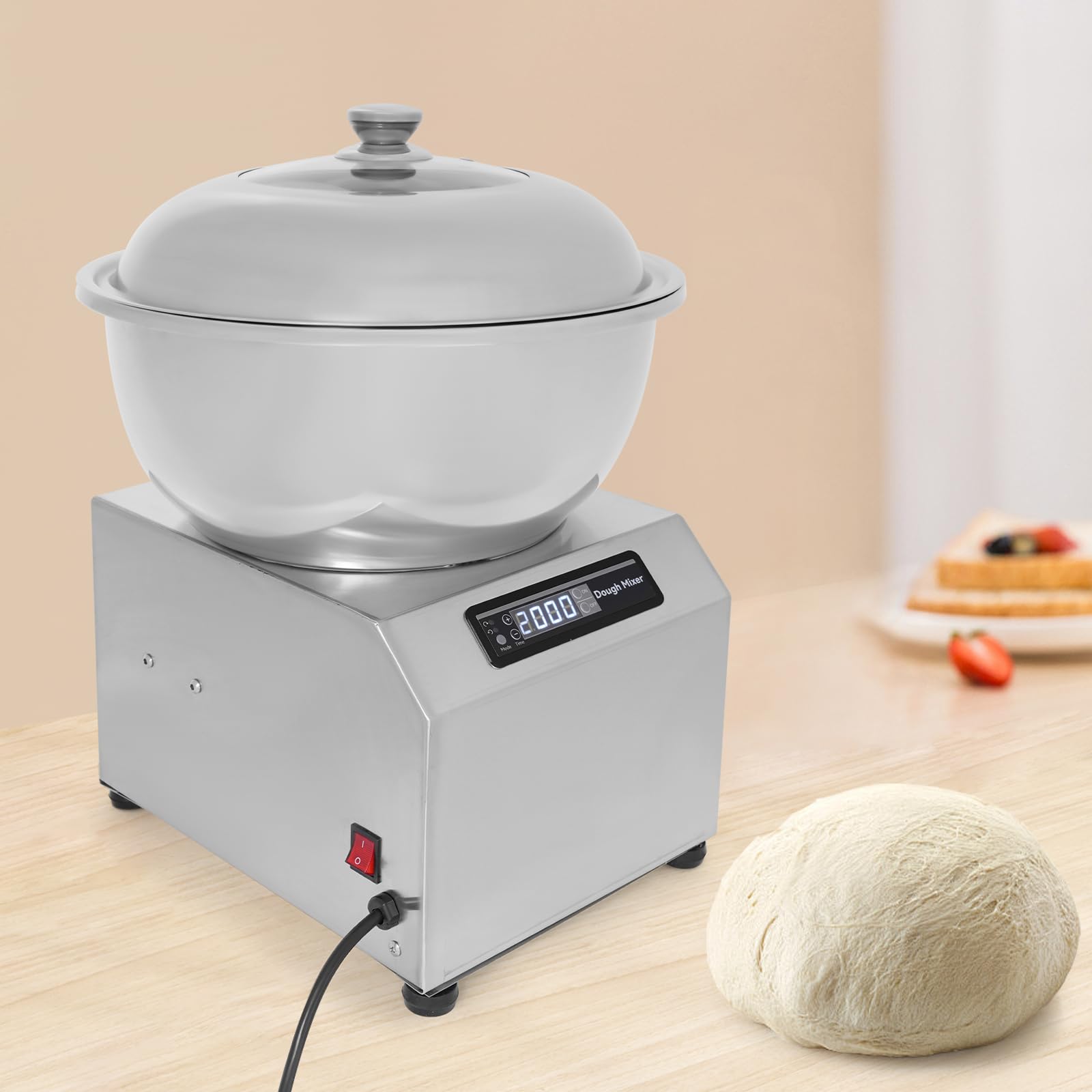 REHOUPTU Commercial Dough Maker, 1500W Dough Kneading Machine w/Timing Function, Electric Dough Maker,Free Standing & Tabletop Noodle Machine, Use for Restaurants Bakery (110V, 8kg)