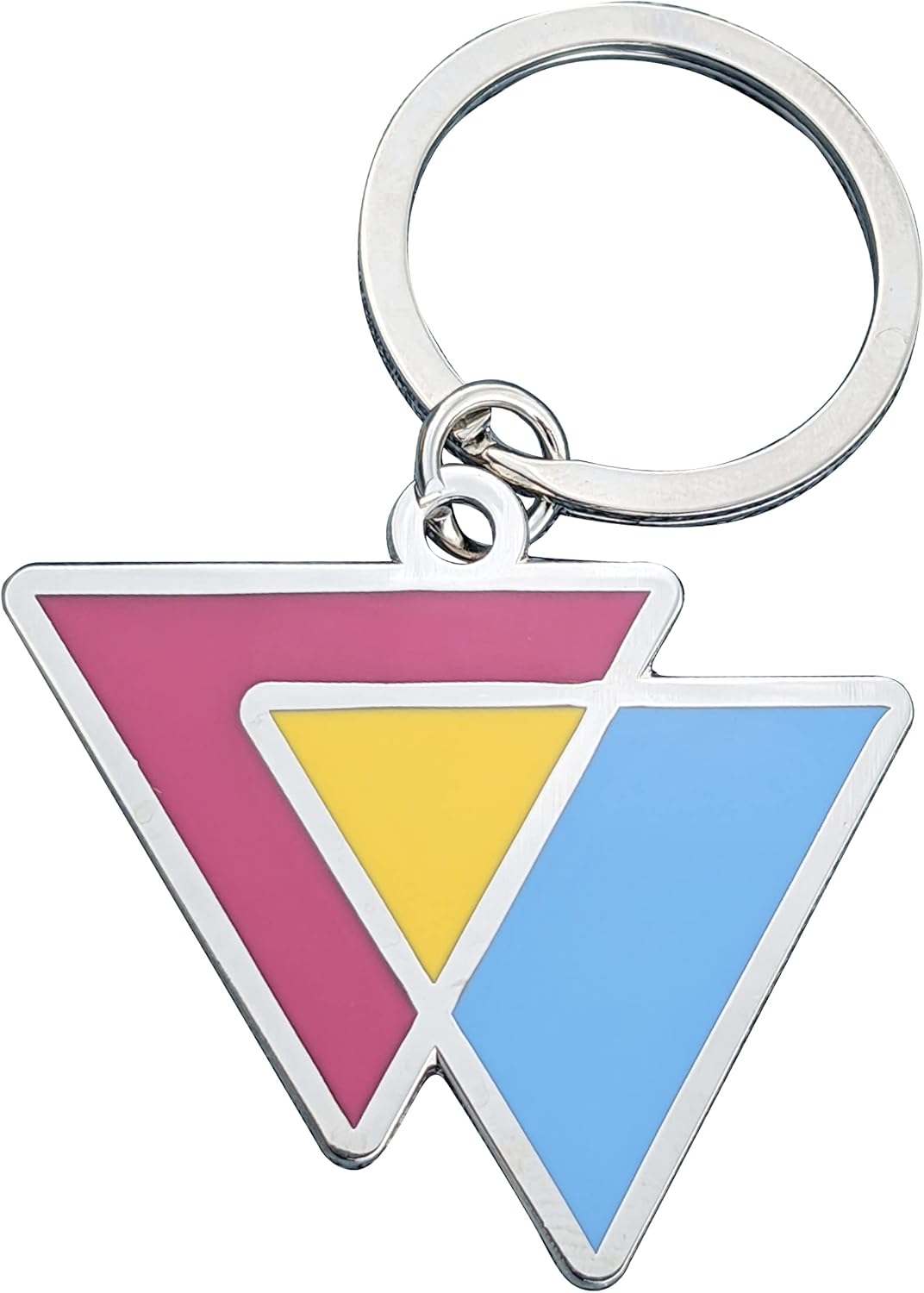 Applicable Pun Pansexual Flag Triangles Pink Yellow and Blue LGBTQ Support Pride Symbol - 1.75 inch Enamel Keychain with Keyring