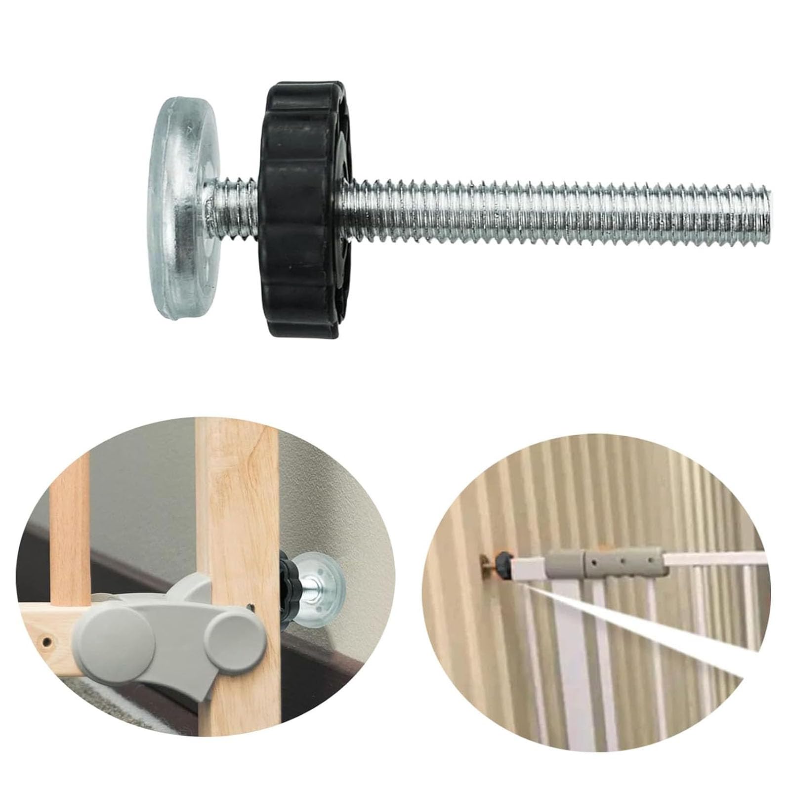 Pressure Mounted Baby Gates Threaded Spindle Rods, Baby Gate Extra Long M10 *10cm Spindle Rods for Baby and Pet Safety Gates (Black) - Image 4