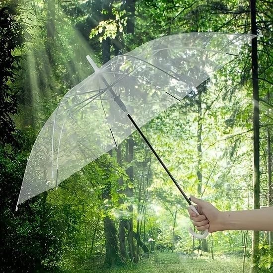 Image of Transparent Bubble Umbrella Windproof Waterproof Clear Dome Rain Umbrella with Automatic Open and Curved Handle for Men, Women, Kids, Travel and Outdoor Use