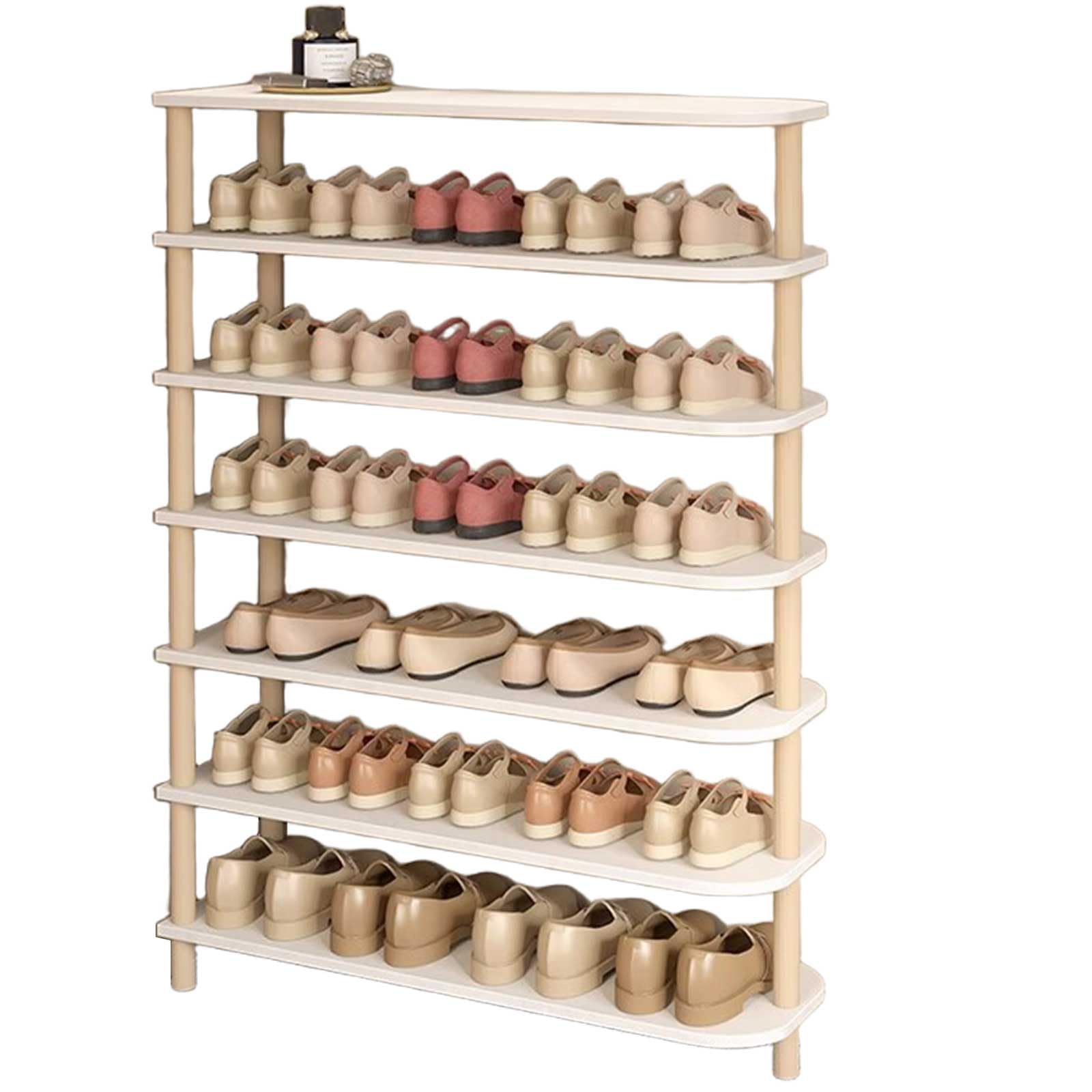 WHGURVH Narrow Wooden Shoe Rack 4Tier High Shoe Orga SpaceSaving Corner Shoe Cabinet for Entryway & Living Room Natural Finish Perfect for Small Spaces 80cm(7 Tier 80cm)