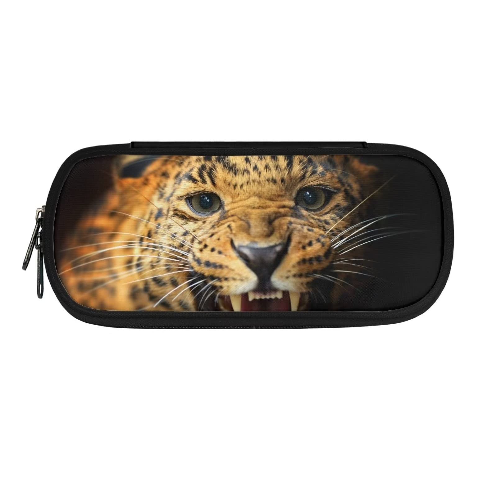 HUGS IDEA Animal Cheetah Pencil Case for Kid Boys Girls Leopard Cosmetic Bag Pouch Holder Aesthetic Stationery Bag School Supplies for Students