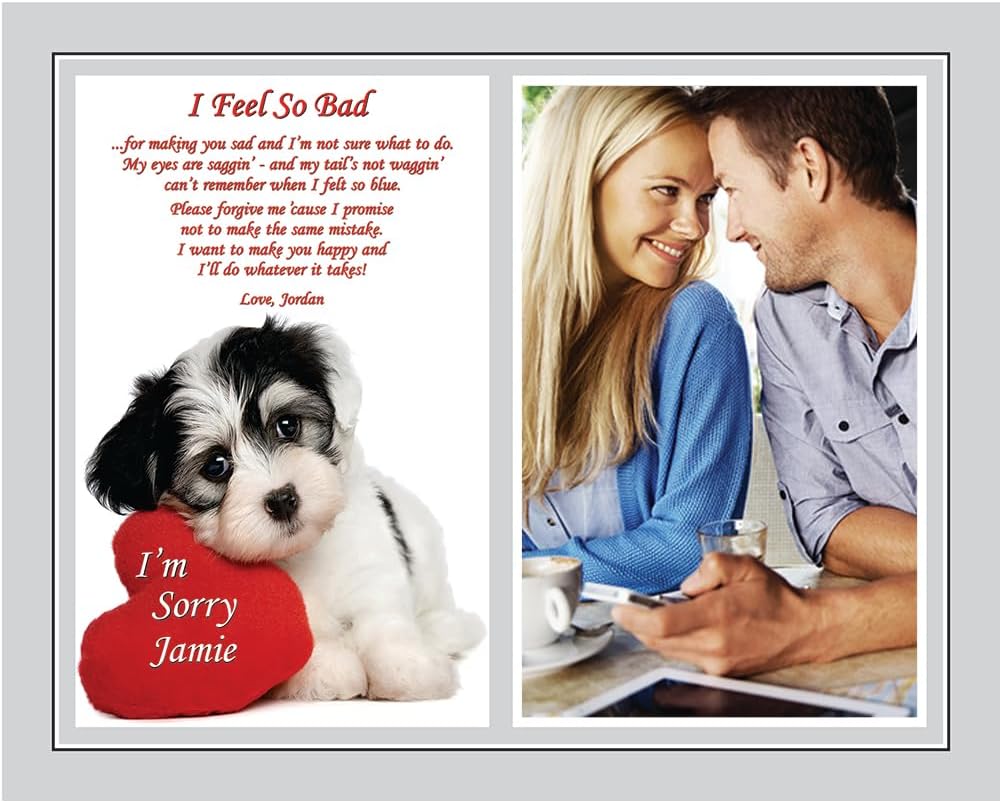 Poetry Gifts Say I'm Sorry to Him or Her in a Cute Way, 8x10 Inch Print Personalized with Names and Photo