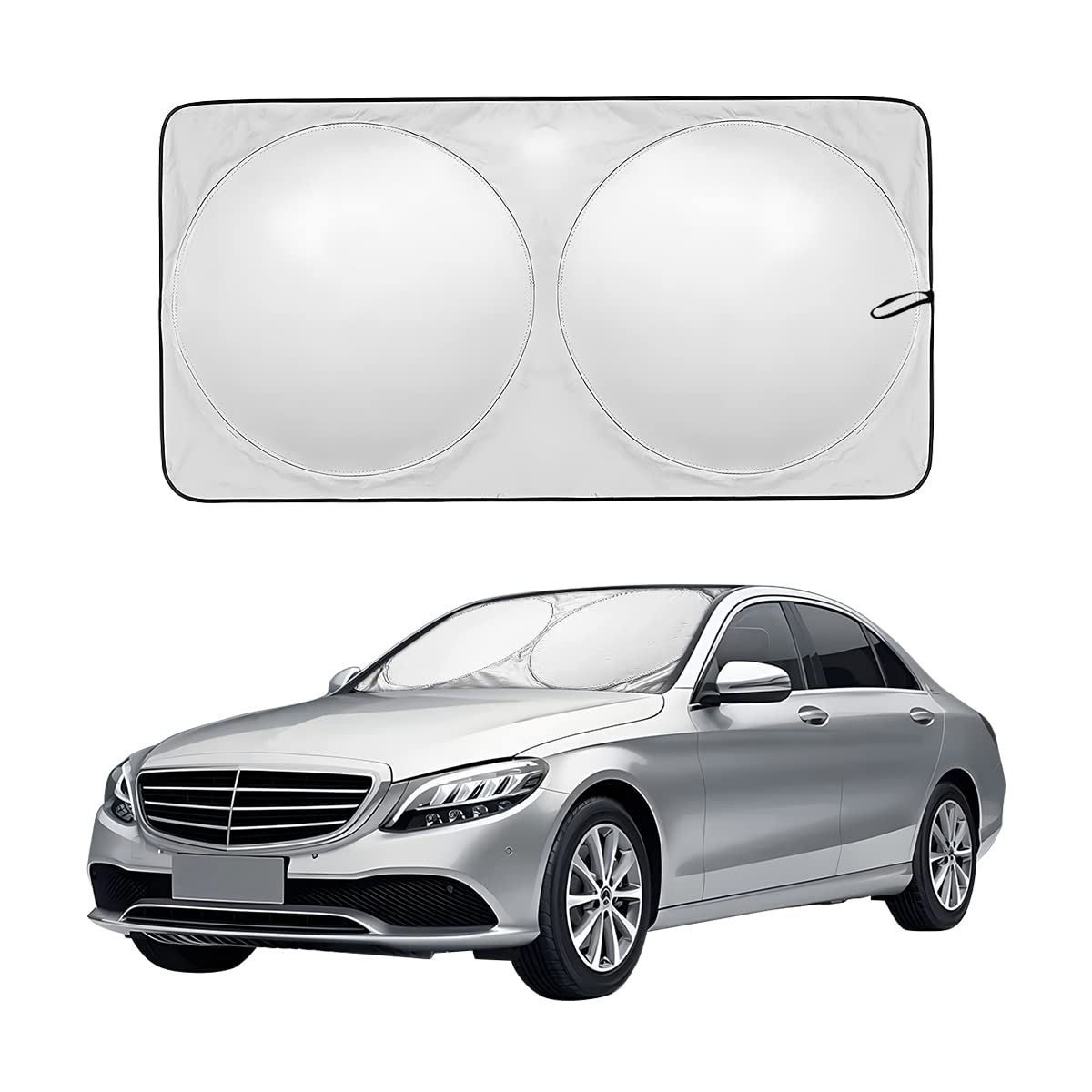 Moly MagnoliaCar Windshield Sun Shade, Car Shade for Front Window, Vehicle Sun Protector for UV Ray, Sun Blocker Keep Car Interior Cool, Auto Sun Screen Heat Protection Cover Accessories (59''×31'')