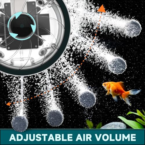 Image of AQQA Fish Tank Air Pump,8W /12W Powerful Adjustable Aquarium Air Pumps,Ultra-Silent Oxygen Bubble Pump,for Freshwater and Saltwater,with 2 Air Stone,Air Hose,2 Check Valves (12W)
