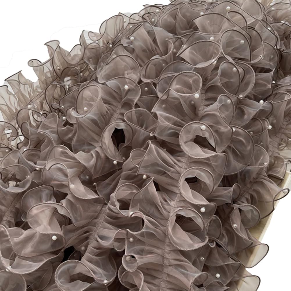 Cinta de organza plisada, 11 cm x 3 m, cinta de volantes, cenefa de encaje de organza