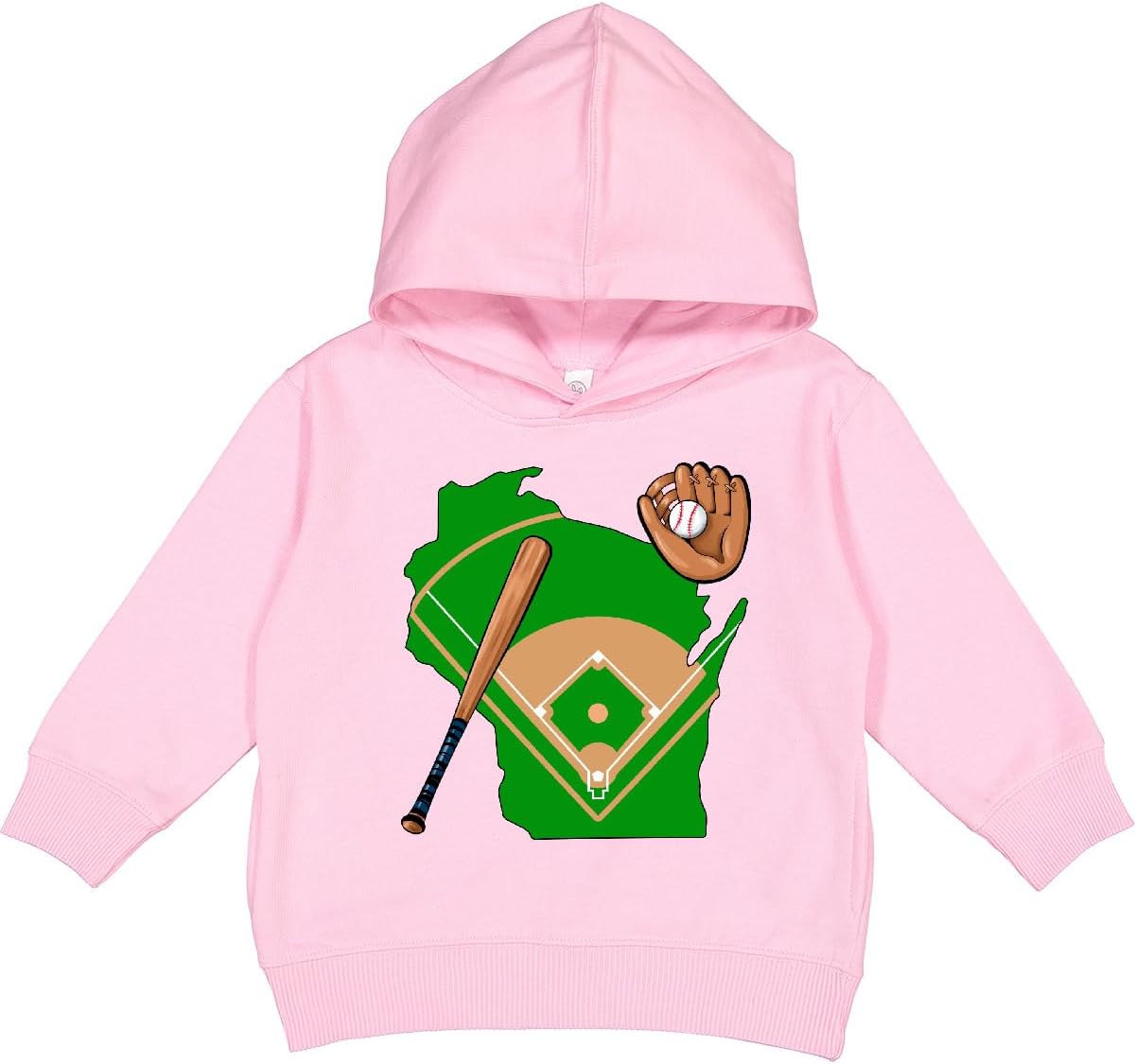 inktastic Wisconsin Baseball with Bat and Glove Toddler Hoodie