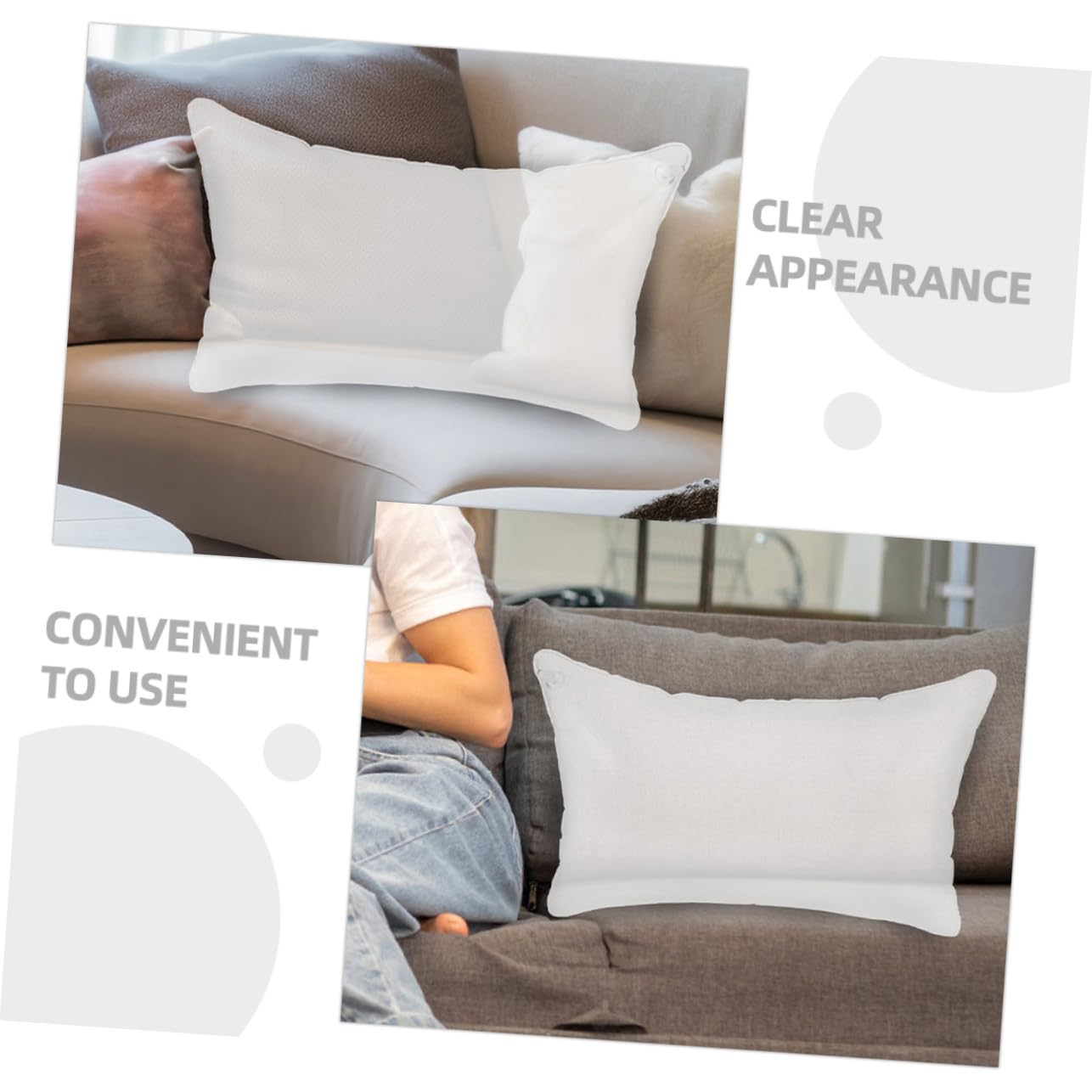 Outanaya Aufblasbares Kissen Camping Sofakissen Transparent 50x70cm Leicht Tragbar Vielseitig für Reisen Outdoor