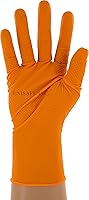 Vista 2 de Copperhead Guantes desechables de nitrilo naranja HD, 8 mil, sin látex ni polvo, industriales, seguros para alimentos, textura de diamante elevado