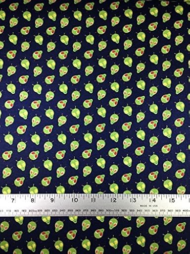 Tela acolchada de color azul marino y verde para alienígenes, diseño de astronautas y planetas, lanzador de cohetes para niños, 100% algodón, tejido ajustado, tamaño de cuarzo de 50 cm x 55 cm | Ya disponible en tu tienda friki favorita! En mundofriki.es!