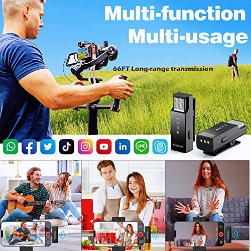Niohura WLM-CB Dual Wireless Lavalier Microphone For Iphone Android, Noise Cancellation, 30H Battery Life, Charging Case, 66Ft Transmission thumb #5