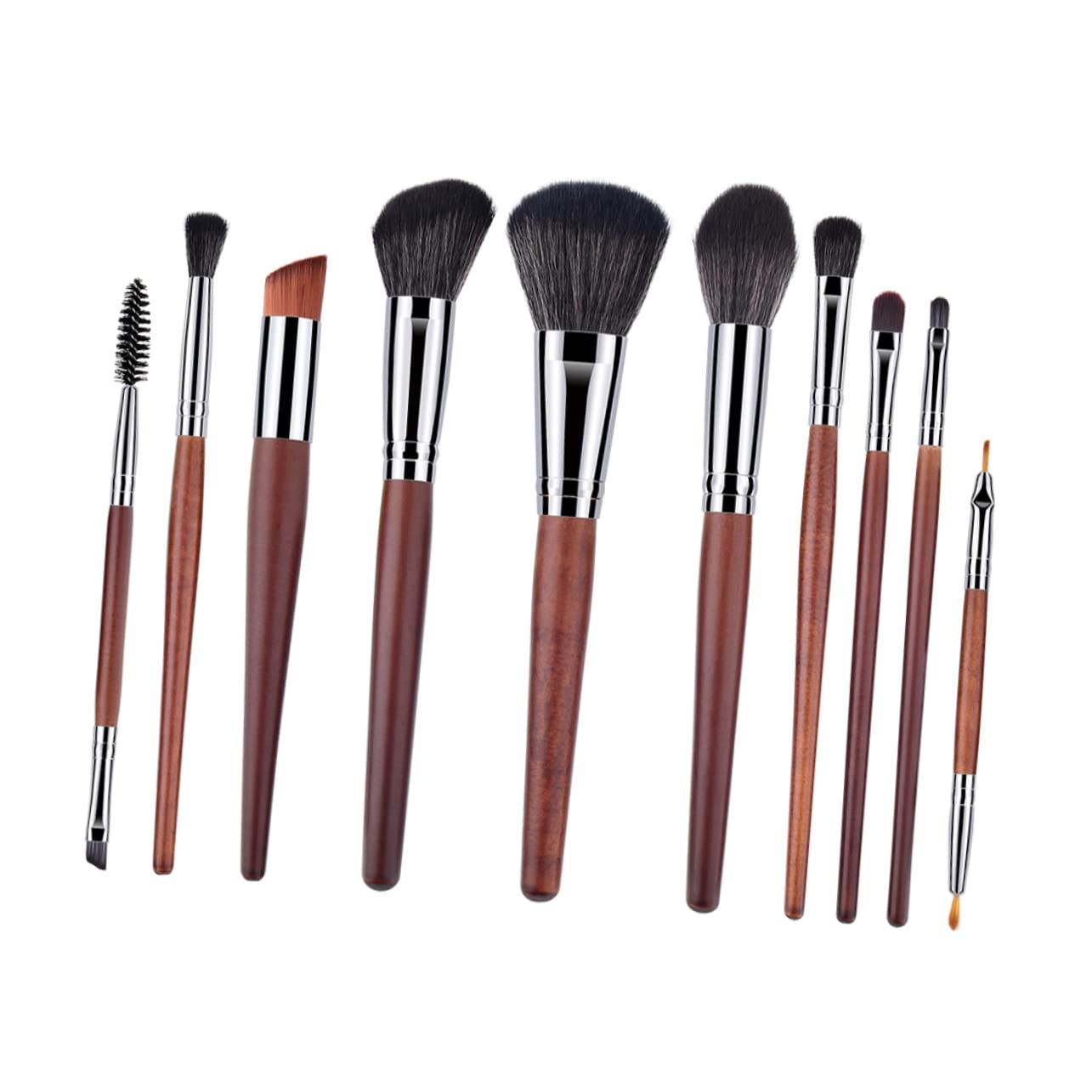 minkissy Set Di 3 Pennelli Per Il Trucco Con Manico in Legno E Setole in Nylon Kit Di Pennelli Per Cosmetici Per Donne E Signore Aspetto Naturale 10 Pezzi*3